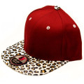 Sombrero de Snapback de diseño personalizado con borde de cuero de leopardo